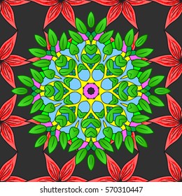 Mandalas background. Vector illustration texture. Colorful elements. Radial gradient shape.