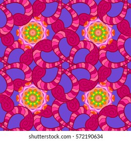 Mandalas background. Vector illustration texture. Colorful elements. Pink stripe doodles.