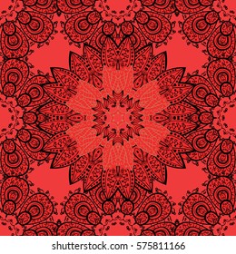 Mandalas background. Vector illustration texture. Colorful elements. Black contour.