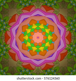 Mandalas background. Vector illustration texture. Colorful elements. Radial gradient shape.