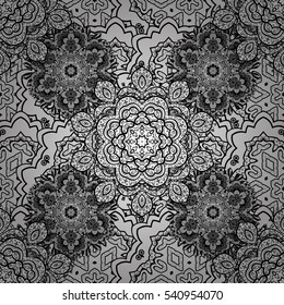 Mandalas background. White. Floral. Radial gradient shadow. New Year, Christmas, snowflake. Vector illustration.