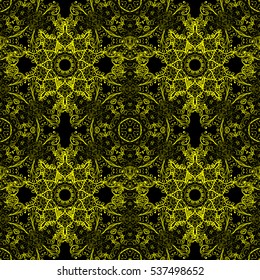 Mandalas background. Yellow, black background. vector illustration texture