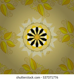 Mandalas background. Yellow, black, white. Petal. Radial gradient shape. Vector illustration.