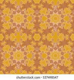 Mandalas background. Yellow, brown. vector illustration texture