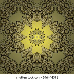 Mandalas background. Yellow. Floral. Vector illustration. Radial gradient shape.