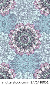 Mandalas butterfly ornaments colored and outlined - seamless pattern