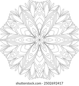 Mandalas are circular, with intricate lines. Suitable for adult coloring activities