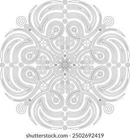 Mandalas are circular, with intricate lines. Suitable for adult coloring activities