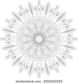 Mandalas are circular, with intricate lines. Suitable for adult coloring activities