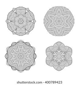 Mandalas collection. Decorative element.  Design for adult coloring book page 
