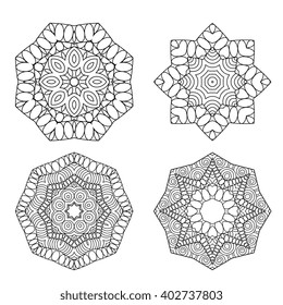 Mandalas collection. Decorative elements. Elements for coloring page isolated on white background.
