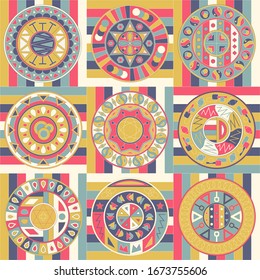 Mandalas collection. Round Ornament Pattern. Set of vintage decorative elements. Hand drawn background           