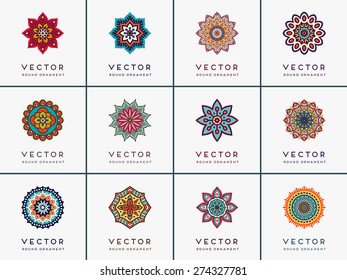Mandalas collection. Round Ornament Pattern. Vintage decorative elements. Hand drawn background. Islam, Arabic, Indian, ottoman motifs.