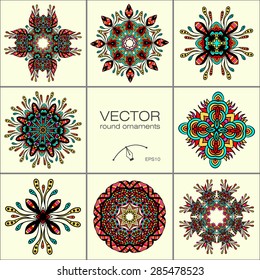 Mandalas collection. Round Ornament Pattern. Vintage decorative elements. Hand drawn background. Islam, Arabic, Indian, ottoman motifs.