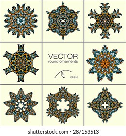 Mandalas collection. Round Ornament Pattern. Vintage decorative elements. Hand drawn background. Islam, Arabic, Indian, ottoman motifs.