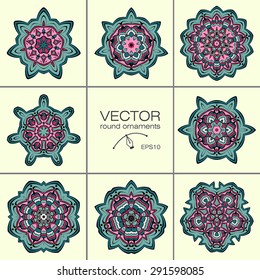 Mandalas collection. Round Ornament Pattern. Vintage decorative elements. Hand drawn background. Islam, Arabic, Indian, ottoman motifs.