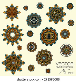 Mandalas collection. Round Ornament Pattern. Vintage decorative elements. Hand drawn background. Islam, Arabic, Indian, ottoman motifs.