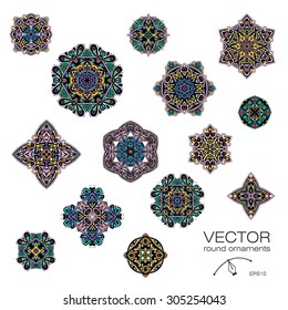Mandalas collection. Round Ornament Pattern. Vintage decorative elements. Hand drawn background. Islam, Arabic, Indian, ottoman motifs.