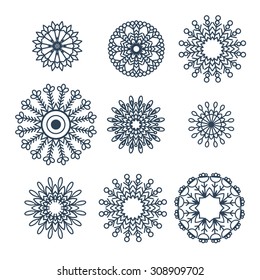 Mandalas collection. Round Ornament Pattern. Decorative elements. Hand drawn background.  EPS10