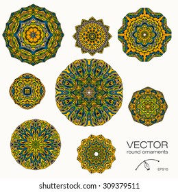 Mandalas collection. Round Ornament Pattern. Vintage decorative elements. Hand drawn background. Islam, Arabic, Indian, ottoman motifs.