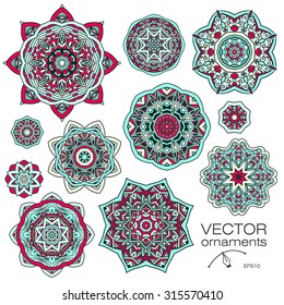 Mandalas collection. Round Ornament Pattern. Vintage decorative elements. Hand drawn background. Islam, Arabic, Indian, ottoman motifs.