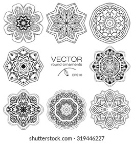 Mandalas collection. Round Ornament Pattern. Vintage decorative elements. Hand drawn background. Islam, Arabic, Indian, ottoman motifs.