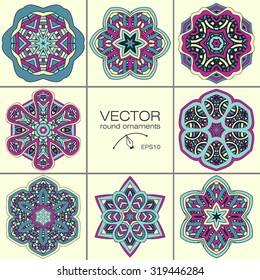 Mandalas collection. Round Ornament Pattern. Vintage decorative elements. Hand drawn background. Islam, Arabic, Indian, ottoman motifs.