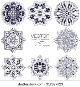 Mandalas collection. Round Ornament Pattern. Vintage decorative elements. Hand drawn background. Islam, Arabic, Indian, ottoman motifs.