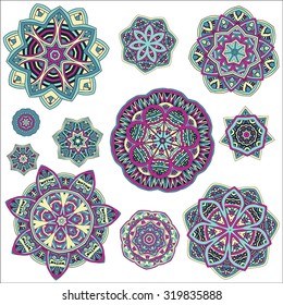 Mandalas collection. Round Ornament Pattern. Vintage decorative elements. Hand drawn background. Islam, Arabic, Indian, ottoman motifs.