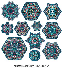 Mandalas collection. Round Ornament Pattern. Vintage decorative elements. Hand drawn background. Islam, Arabic, Indian, ottoman motifs.