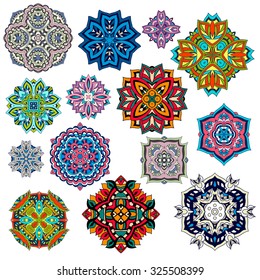 Mandalas collection. Round Ornament Pattern. Vintage decorative elements. Hand drawn background. Islam, Arabic, Indian, ottoman motifs.