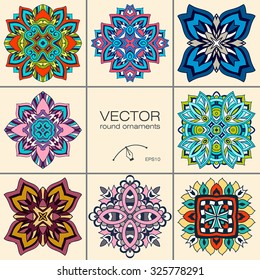Mandalas collection. Round Ornament Pattern. Vintage decorative elements. Hand drawn background. Islam, Arabic, Indian, ottoman motifs.