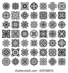 Mandalas collection. Round Ornament Pattern. Vintage decorative elements. Hand drawn background.