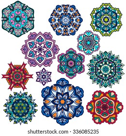Mandalas collection. Round Ornament Pattern. Vintage decorative elements. Hand drawn background. Islam, Arabic, Indian, ottoman motifs.