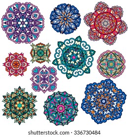 Mandalas collection. Round Ornament Pattern. Vintage decorative elements. Hand drawn background. Islam, Arabic, Indian, ottoman motifs.
