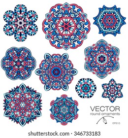 Mandalas collection. Round Ornament Pattern. Vintage decorative elements. Hand drawn background. Islam, Arabic, Indian, ottoman motifs.