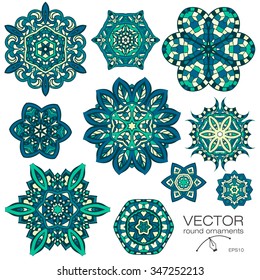 Mandalas collection. Round Ornament Pattern. Vintage decorative elements. Hand drawn background. Islam, Arabic, Indian, ottoman motifs.