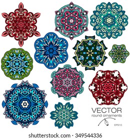 Mandalas collection. Round Ornament Pattern. Vintage decorative elements. Hand drawn background. Islam, Arabic, Indian, ottoman motifs.
