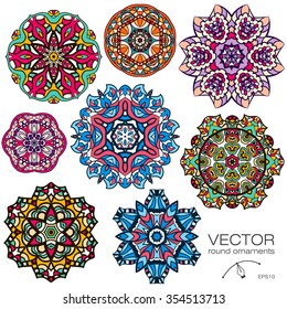 Mandalas collection. Round Ornament Pattern. Vintage decorative elements. Hand drawn background. Islam, Arabic, Indian, ottoman motifs.