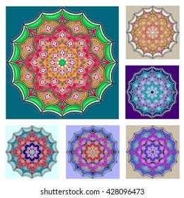 Mandalas collection. Round Ornament Pattern. Vintage decorative elements. Hand drawn background. Islam, Arabic, Indian, ottoman motifs.