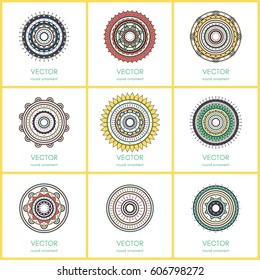 Mandalas collection. Round ornament pattern set. Vector illustration.
