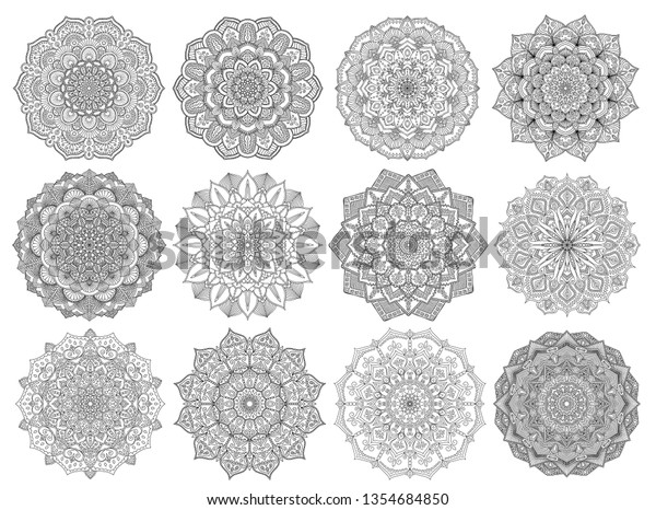 Mandalas Coloring Book Color Pages Set Stock Vector Royalty Free