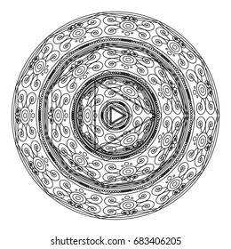 Mandalas for coloring book. Decorative black and white round outline ornament. Unusual flower shape. Oriental vector and anti-stress therapy patterns. Vector yoga logos design element.