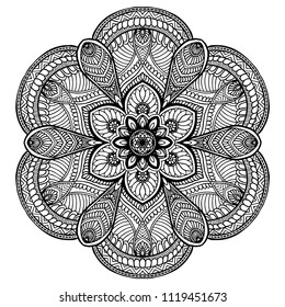 Mandalas for coloring  book. Decorative round ornaments. Unusual flower shape. Oriental vector, Anti-stress therapy patterns. Weave design elements. Yoga logos Vector.