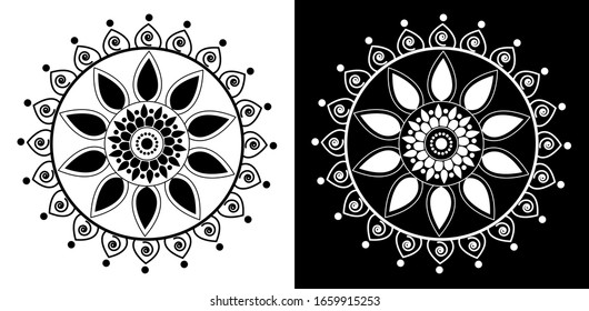 Mandalas for coloring book. Decorative round ornaments. Unusual flower shape in black and white backgrounds. Oriental vector, Anti-stress therapy patterns. Weave design elements. Yoga logos Vector.