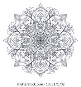 Mandalas für das Farbbuch. Dekorative runde Ornamente. Ungewöhnliche Blumenform. Orientale Vektorillustration, Anti-Stress-Therapiemuster. Webdesign-Elemente