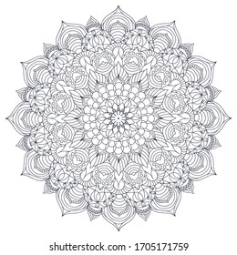 Mandalas für das Farbbuch. Dekorative runde Ornamente. Ungewöhnliche Blumenform. Orientale Vektorillustration, Anti-Stress-Therapiemuster. Webdesign-Elemente