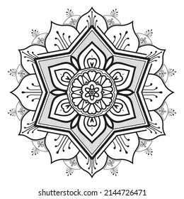 Mandalas for coloring book page.Monochrome ethnic mandala design. Anti-stress coloring page. Hand drawn vector illustration.