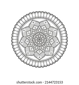 Mandalas for coloring book.Monochrome ethnic mandala design. Anti-stress coloring page. Hand drawn vector illustration.