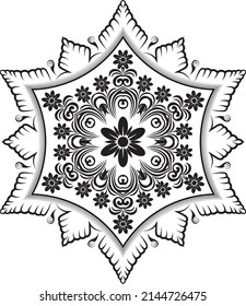 Mandalas for coloring book.Monochrome ethnic mandala design. Anti-stress coloring page. Hand drawn vector illustration.